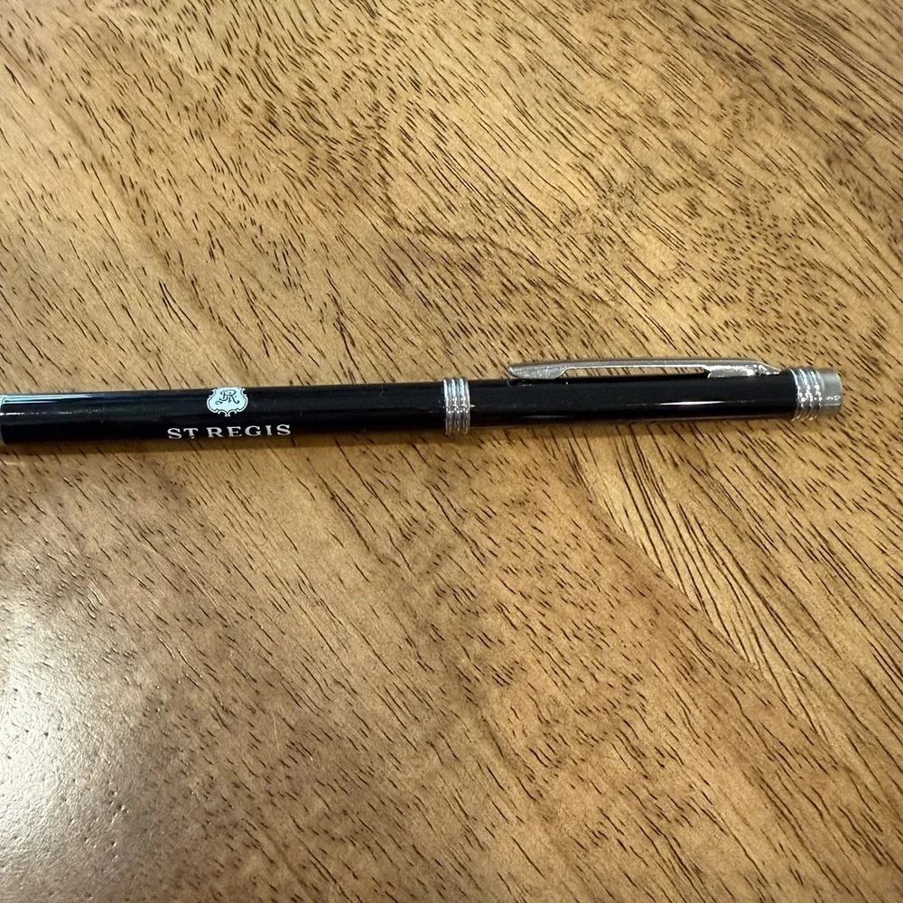 Vintage St. Regis New York Hotel Luxury Ballpoint Pen‎ Black Ink Black Barrel